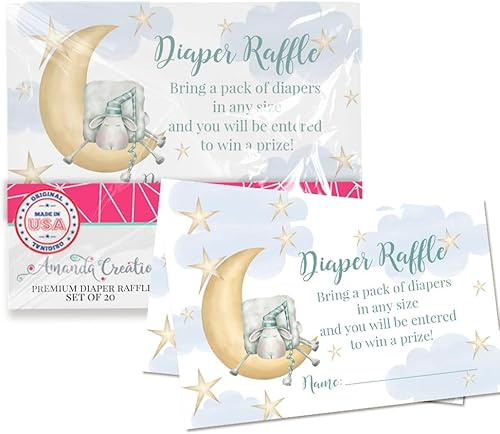 Miniatura 10 de Amanda Creation Gold & Silver Twinkle Little Star - Boletos para rifas de pañales neutrales de género para baby showers, 20 insertos de doble cara