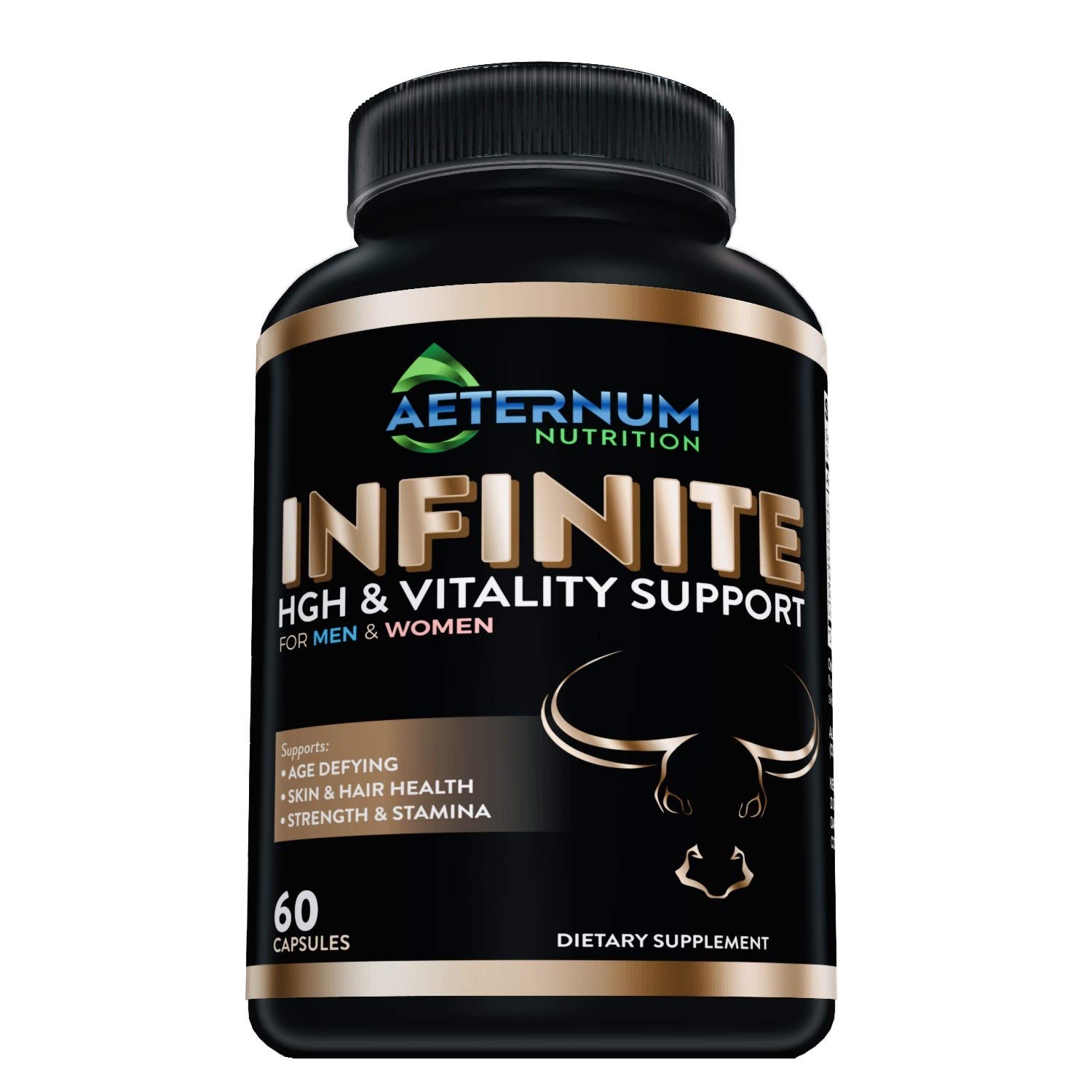 Infinite - HGH - Testosterone - Vitality Supplement-Includes Argnine-Glutamine, and More! Supports Strength, Stamina, Skin & Hair Health, Muscle Growth. for Men and Women 60 Capsules per Bottle.