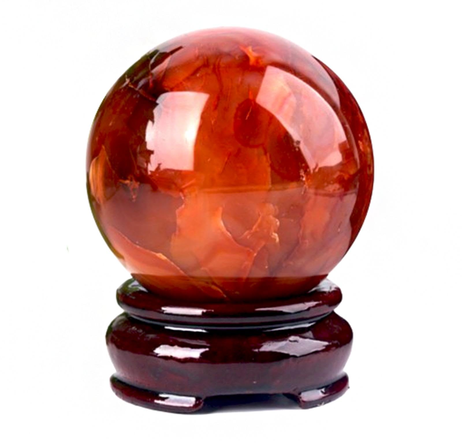 QWZTAEOZA Beautiful Red Agate Ball Crystal Quartz Raw Stone Sphere Feng Shui Ornaments for Healing/Divination/Chakra Balance/Yoga/Home/Office Decoration,60-70mm