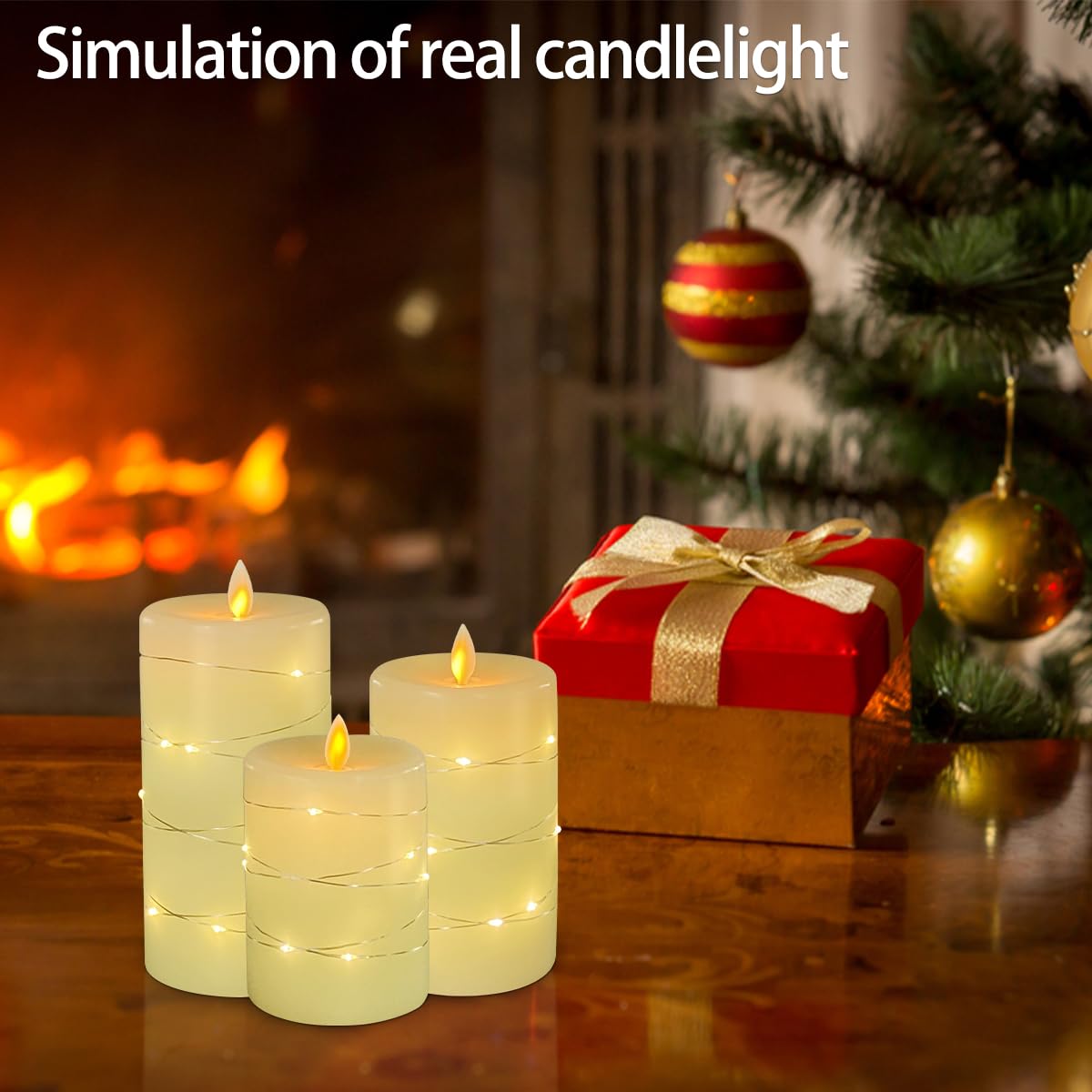 NICE POINT LED Flameless Candle,Rechargeable Flashing Pillar Real Wax Candles with Remote Control and Timer - Image 3
