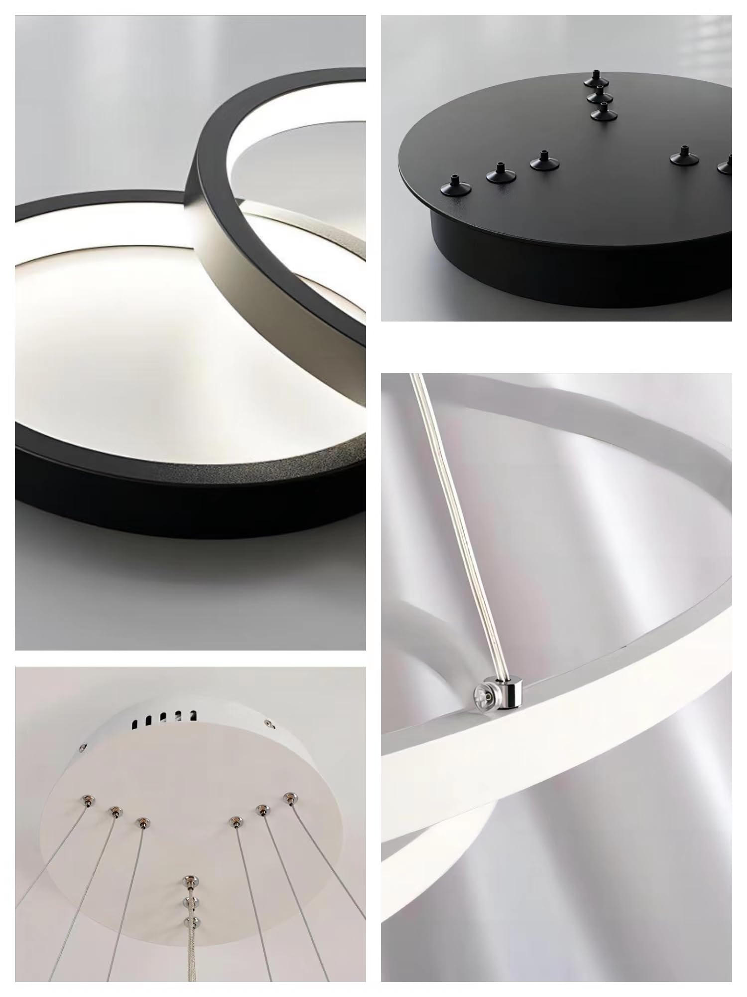 LED Hängeleuchte Dimmbar Pendelleuchte Schwarz Hängelampe mit Fernbedienung 115W, Moderne Ring Deckenleuchte Höhenverstellbar Hängeleuchte Wohnzimmer Esstisch Esszimmer Schlafzimmer 40+60+80cm