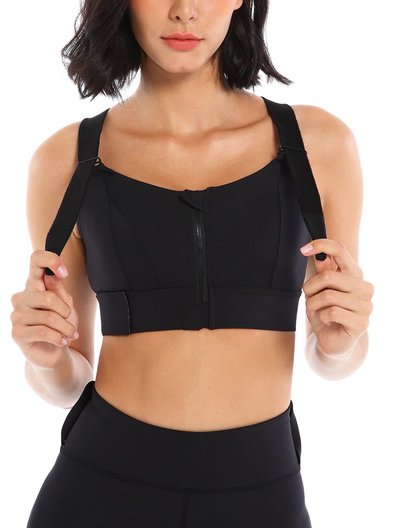SEAUR Reggiseno sportivo da donna, con seni grandi, imbottito, senza ferretto, yoga, forte tenuta, allenamento, jogging, S, M, L, XL, XXL, 3XL, 4XL, 5XL