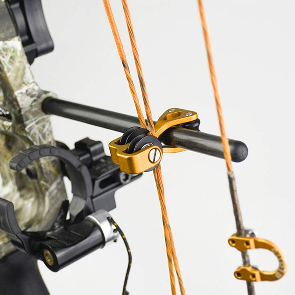 QANYEGN Archery Cable Slide, Aluminum Compound Bow Cable Slide, Bow Splitter Compound Archery Roller Splitter for Archery Lovers (Yellow)