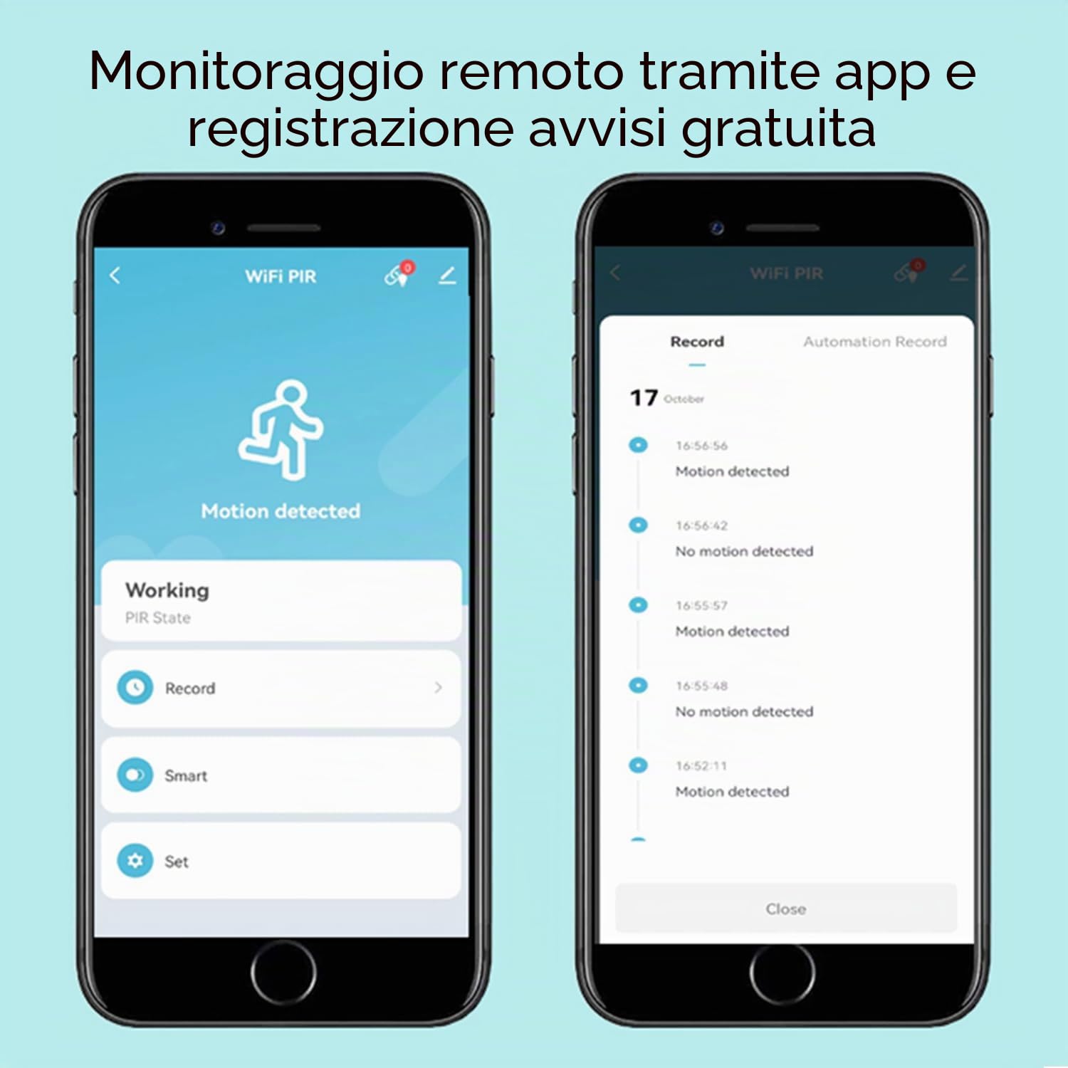 Sensore di movimento WiFi PIR: rilevatore di movimento interno intelligente con avvisi e registrazioni di notifica dell'applicazione, batteria inclusa, rilevatore di movimento a infrarossi 3 pezzi
