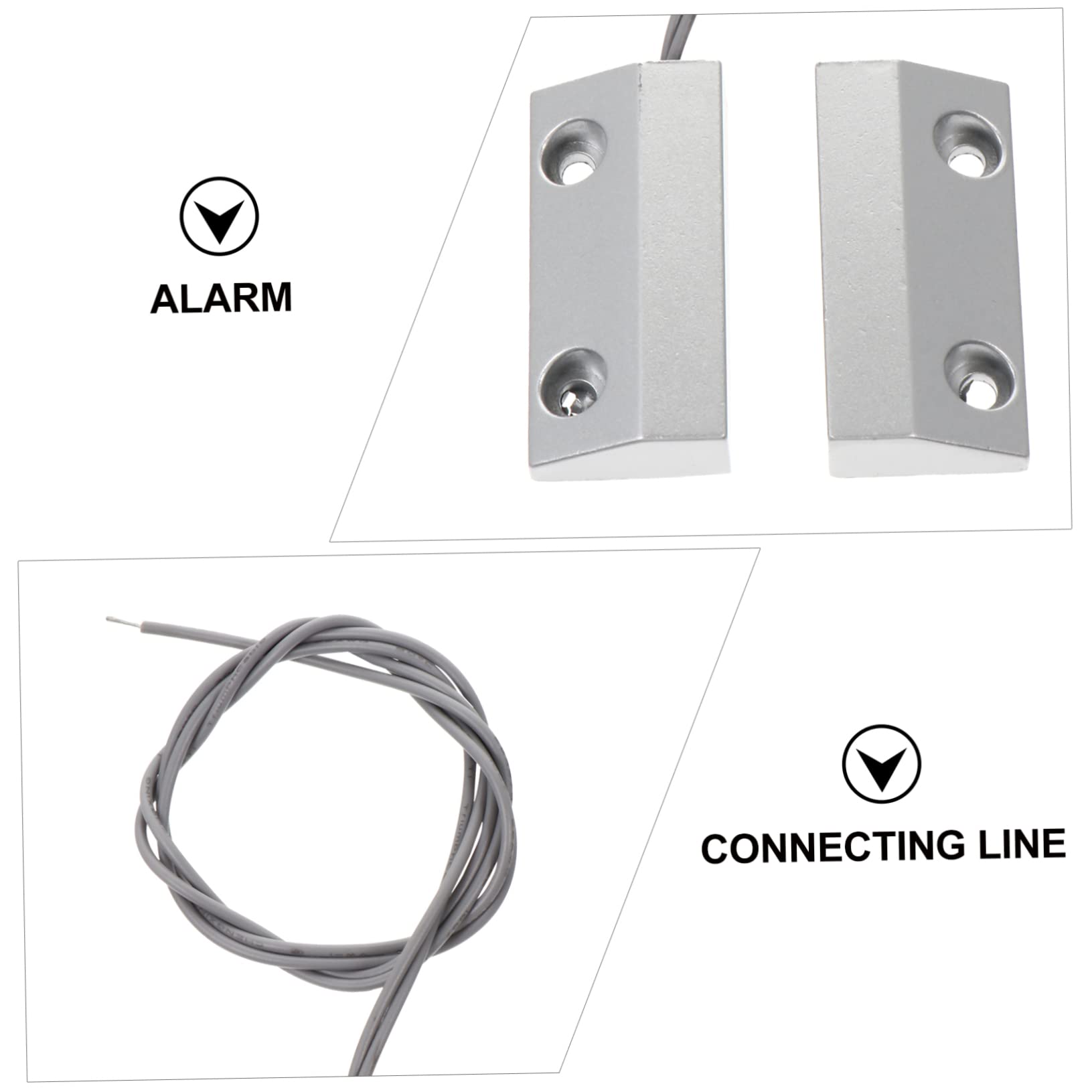 Tofficu 3 Juegos sensor movimiento Alarmas de puerta magnéticas con cable imán induccion inducción imanes para puertas detector de alarma de puerta equipo del dispositivo detector Silver