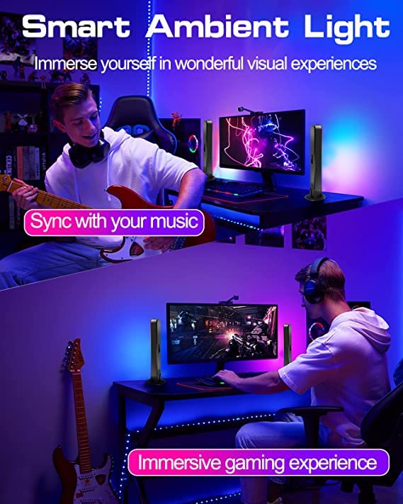 Image of KHIZAR Smart LED Light Bars, Gaming Lights with Music Sync, RGB Light Bar with 15 Scene Modes, Bluetooth Ambient Lighting for Entertainment, PC, TV Backlights, Party