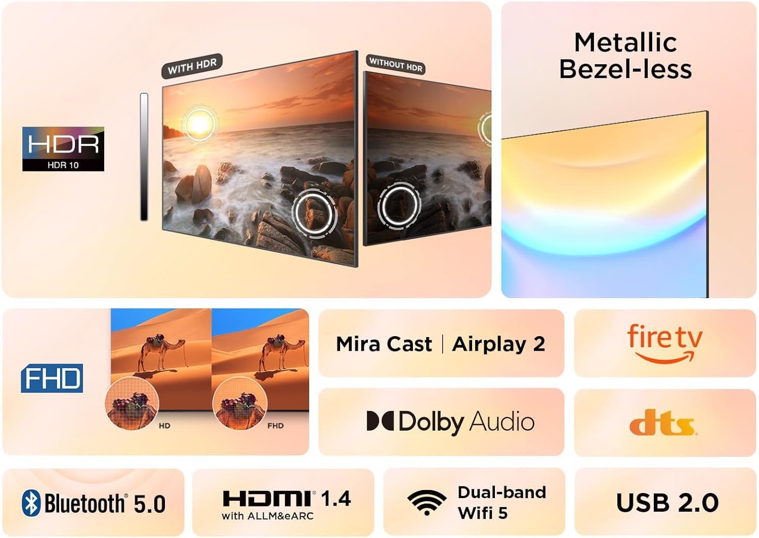 TCL 40SF540 TV 40" Full HD HDR e HLG Fire TV, Dolby Audio DTS Virtual: X, Design Bezel Less, Controllo Vocale, Bluetooth 5.0