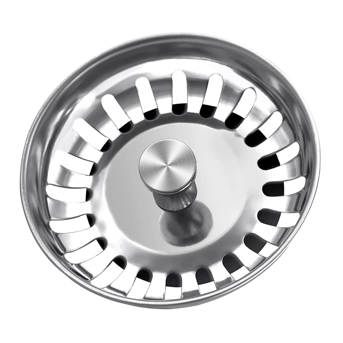 Gladfresit Silver 84Mm Kitchen Sink Plugs - Stainless Steel Strainer Waste Stopper And Basket Strainer Sink