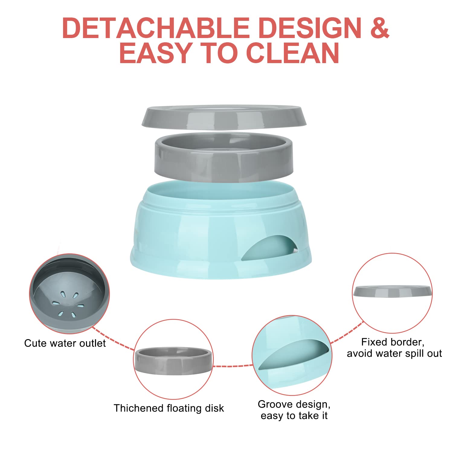 Pet Floating Water Bowl, Anti-Overflow Slow Drinking Dog Bowl, Portable Travel Dog Water Bowl - Image 3