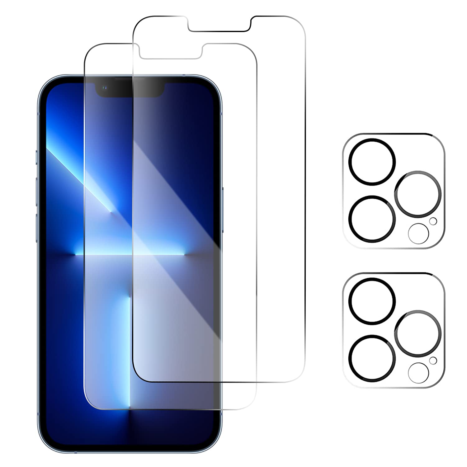 XSL [2+2] Screen Protector and Camera Lens Protector Kit - Compatible with iPhone 13 Pro ​6.1'' - [HD Tempered Glass] [Case-Friendly] [Easy to Install] [Scratch-Resistant] [New Version