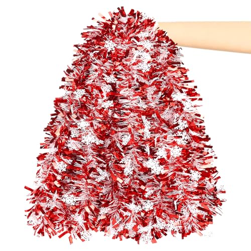 ZALAON Red Tinsel Garland, 10M Thick Christmas Tinsels Garland for Christmas Tree Decorations Indoor Outdoor Party Supplies