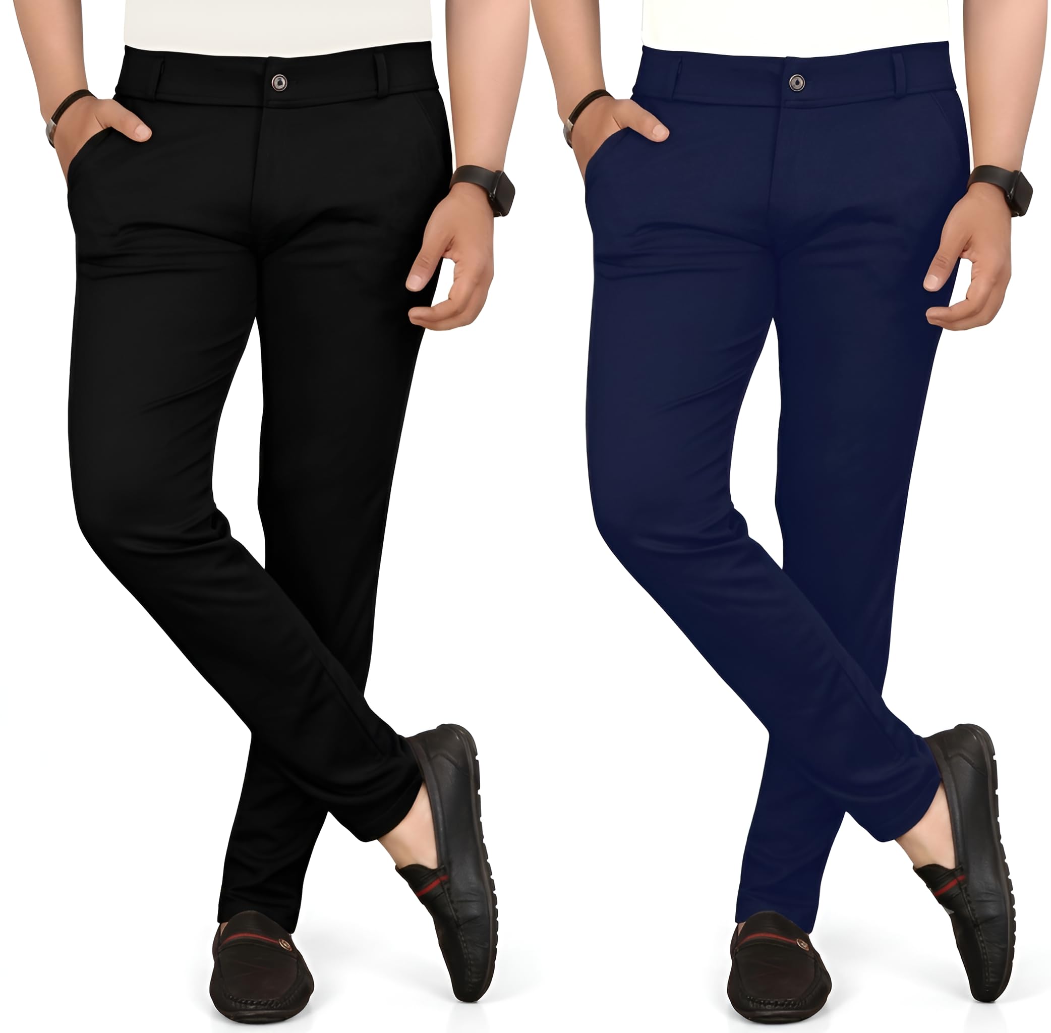 Vanits Men's Slim Fit Casual Trousers Pack of 2-picture-12