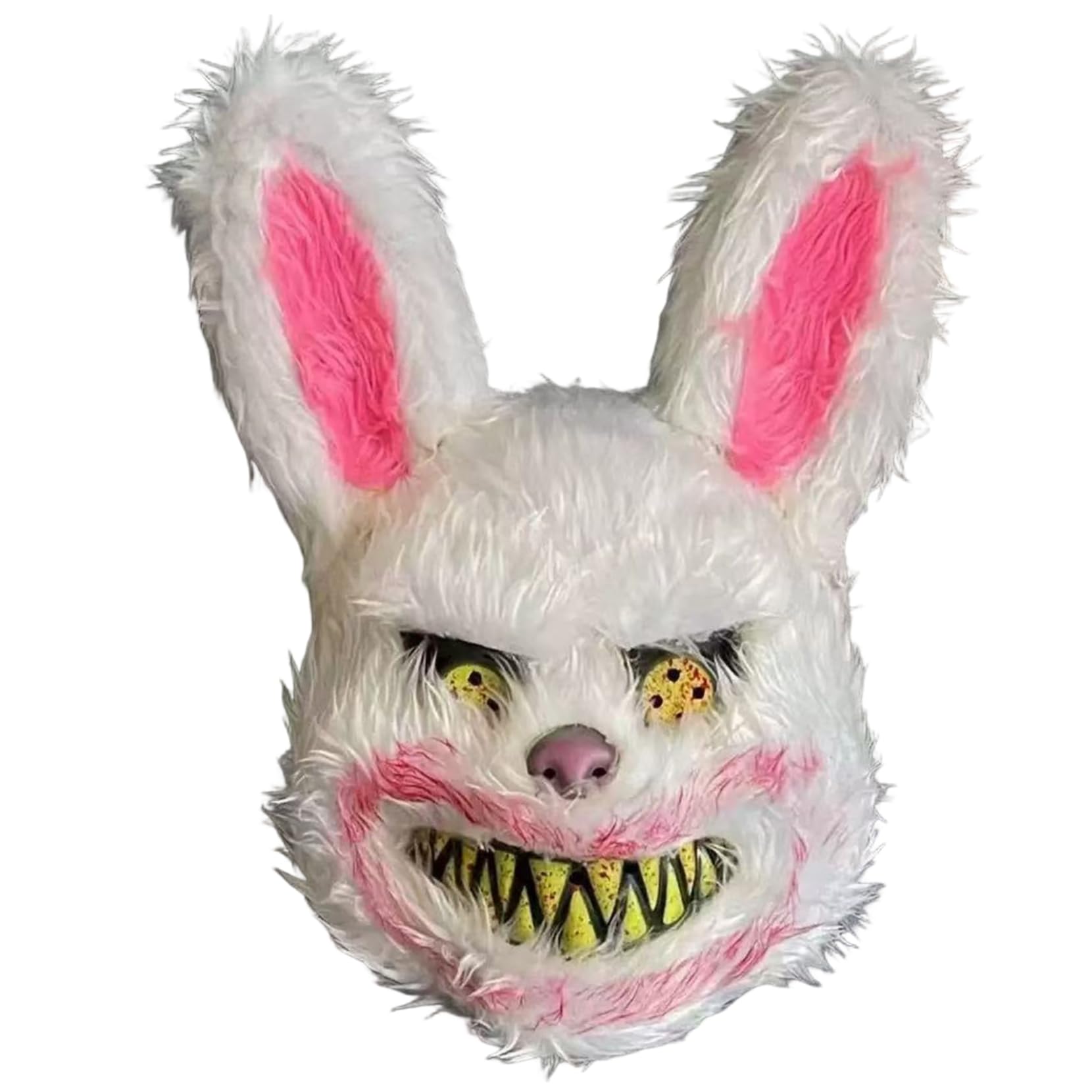 Scary Bunny Mask, Evil Horror Animal Halloween Mask, Bloody Plush Bunny Costume for Halloween Decoration Props, Massacre for Prevalec