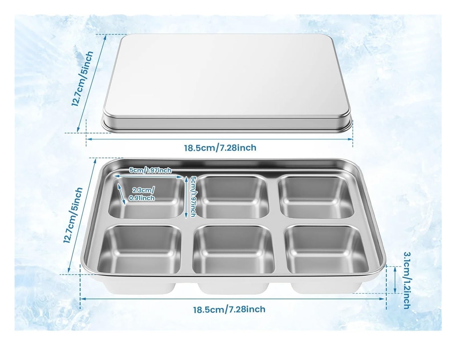 2 Stück Eiswürfelform mit Deckel, Eiswürfelformen aus Edelstahl(2PCS)