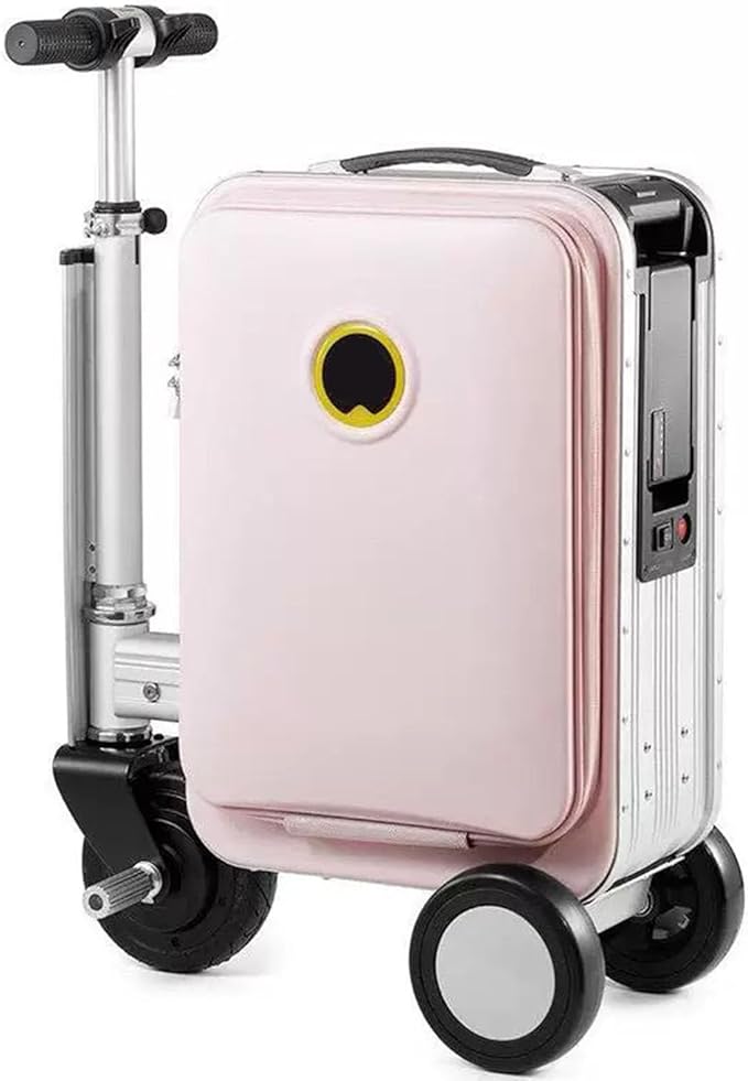 Maleta eléctrica Inteligente de 20 L con Ruedas y asa telescópica,Capacidad de Carga: 110 kg,Ajuste de Velocidad,Cerradura con código TSA,Puerto de Carga Externo,Ideal para Negocios y Viajes Pink