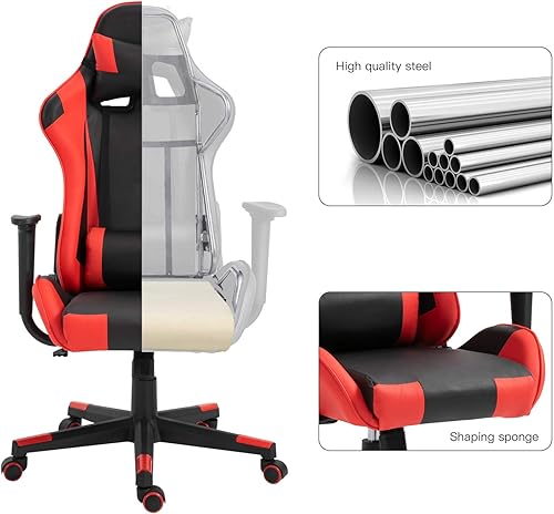 Miniatura 89 de Modern-Depo Black Virgo Zodiac - Silla de juegos con diseño ergonómico, giratorio y reclinable ajustable, capacidad de carga de 330 libras Virgo