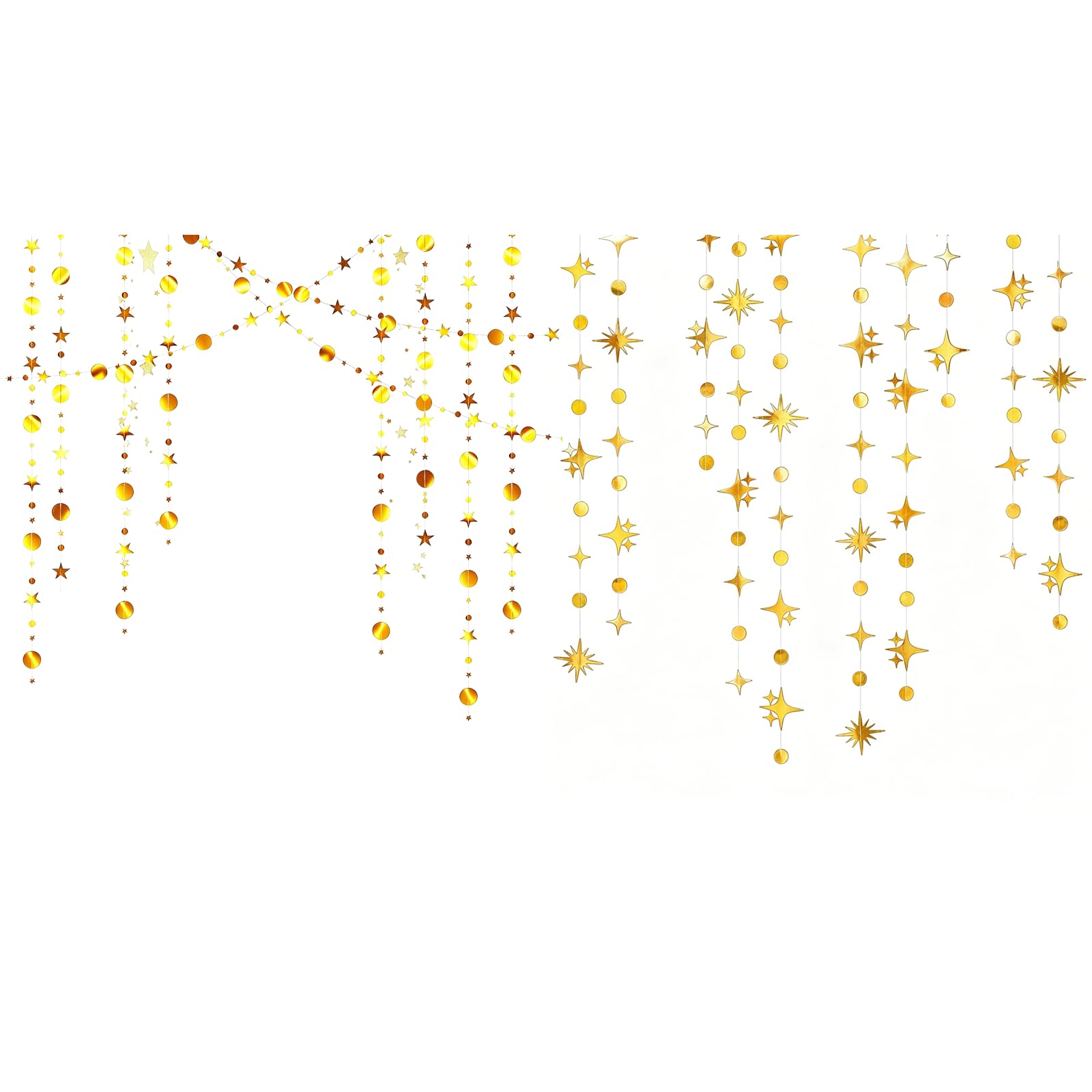 CYunhui Star Garland Bunting for Birthday Party, 4M Gold 2pcs