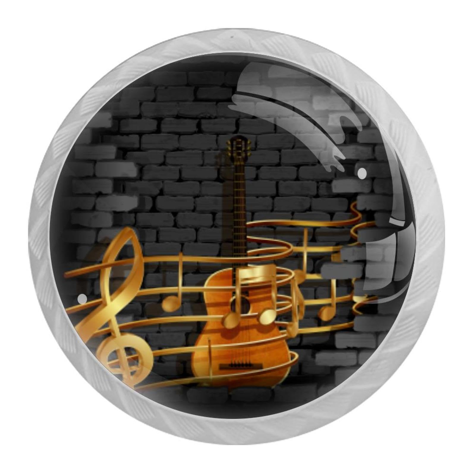 Tqmspg 4 Pieces Drawer Pulls Music Guitar Vintage Brick Door Knobs Dresser Handles for Kitchen Wardrobe Cupboard Hardware Furniture