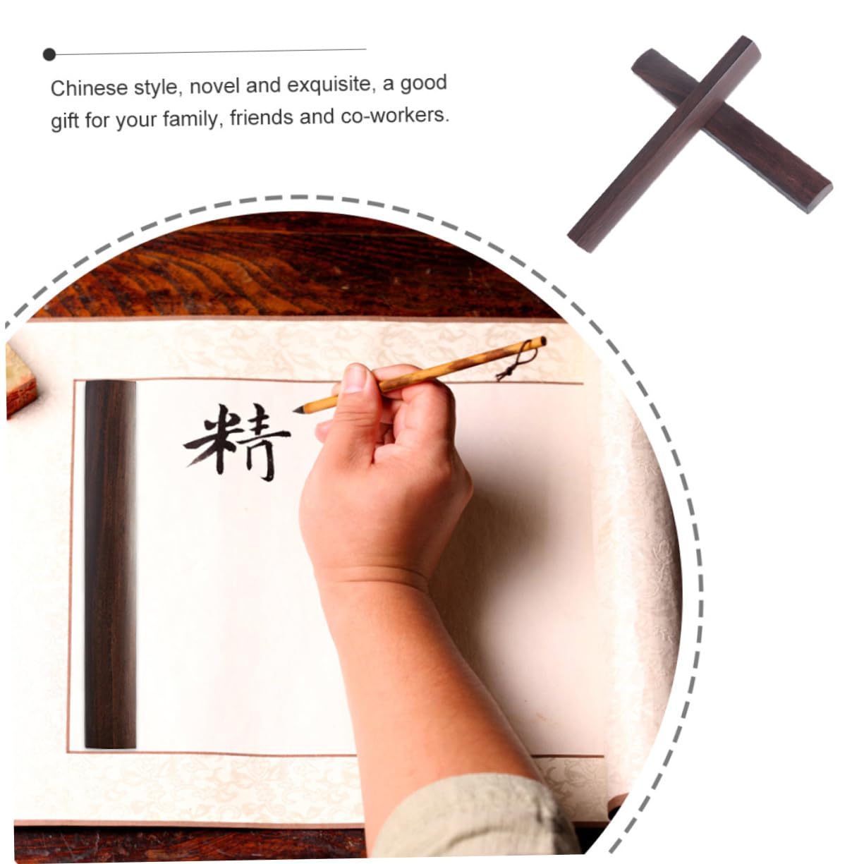 Fermacarte Cinese in Legno di 30cm per Calligrafia, Strumento Decorativo e Accessorio per Studio Design Semplice e Delicato