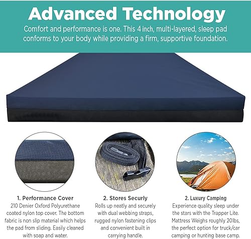 Vista 4 de North American Mattress Trapper Lite Bed 4" Sports Camping Foam Sleep Pad con funda de nailon