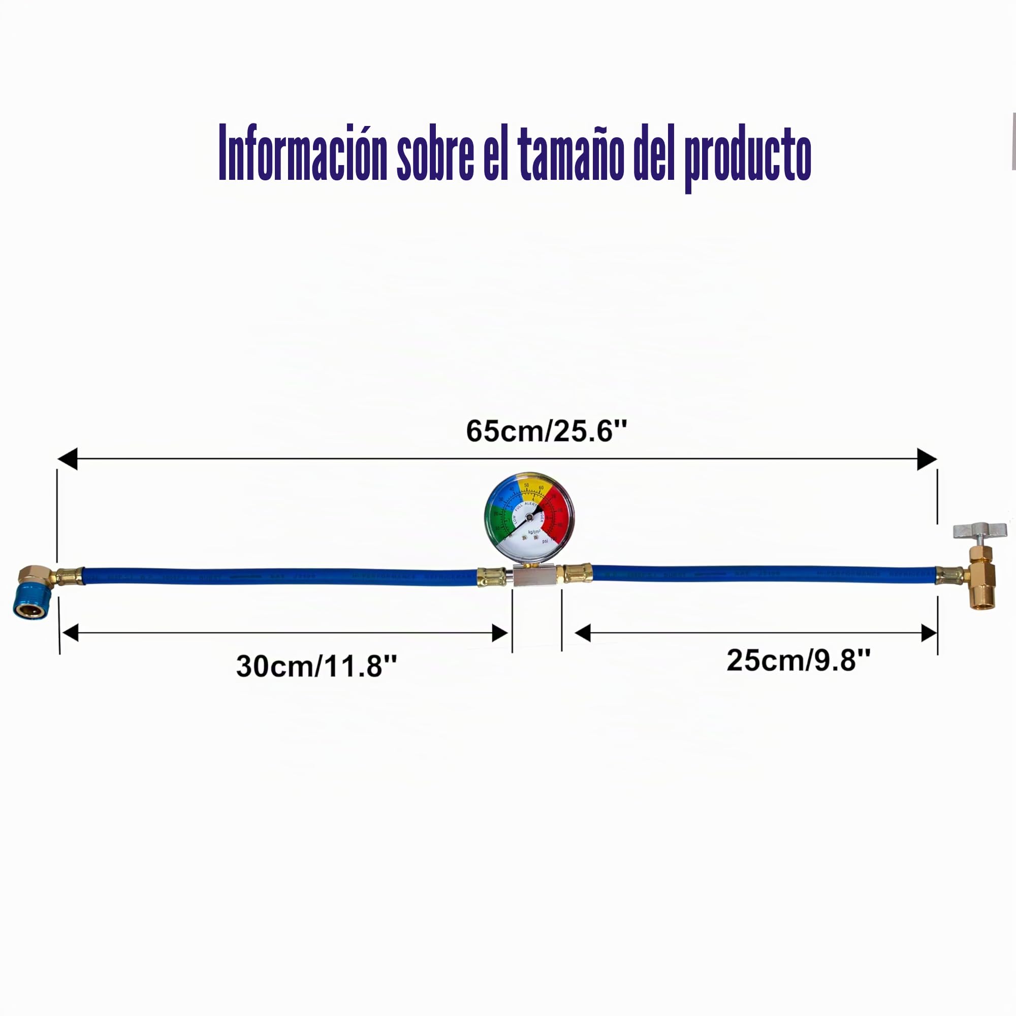 BACOENG R134a Manguera de Carga (65cm de largo) para Aire Acondicionado para Coche con Medida para Coche (1/2 Rosca)