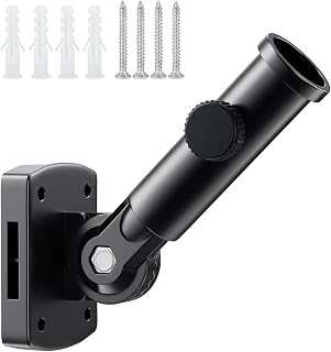 PHITRIC Adjustable Flag Pole Holder, Multi-Position Mounting Flag Bracket, Heavy Duty Flag Pole Holder for Outside House, Premium Aluminum Alloy Strong Rust Free Bracket with Hardwares (Black)