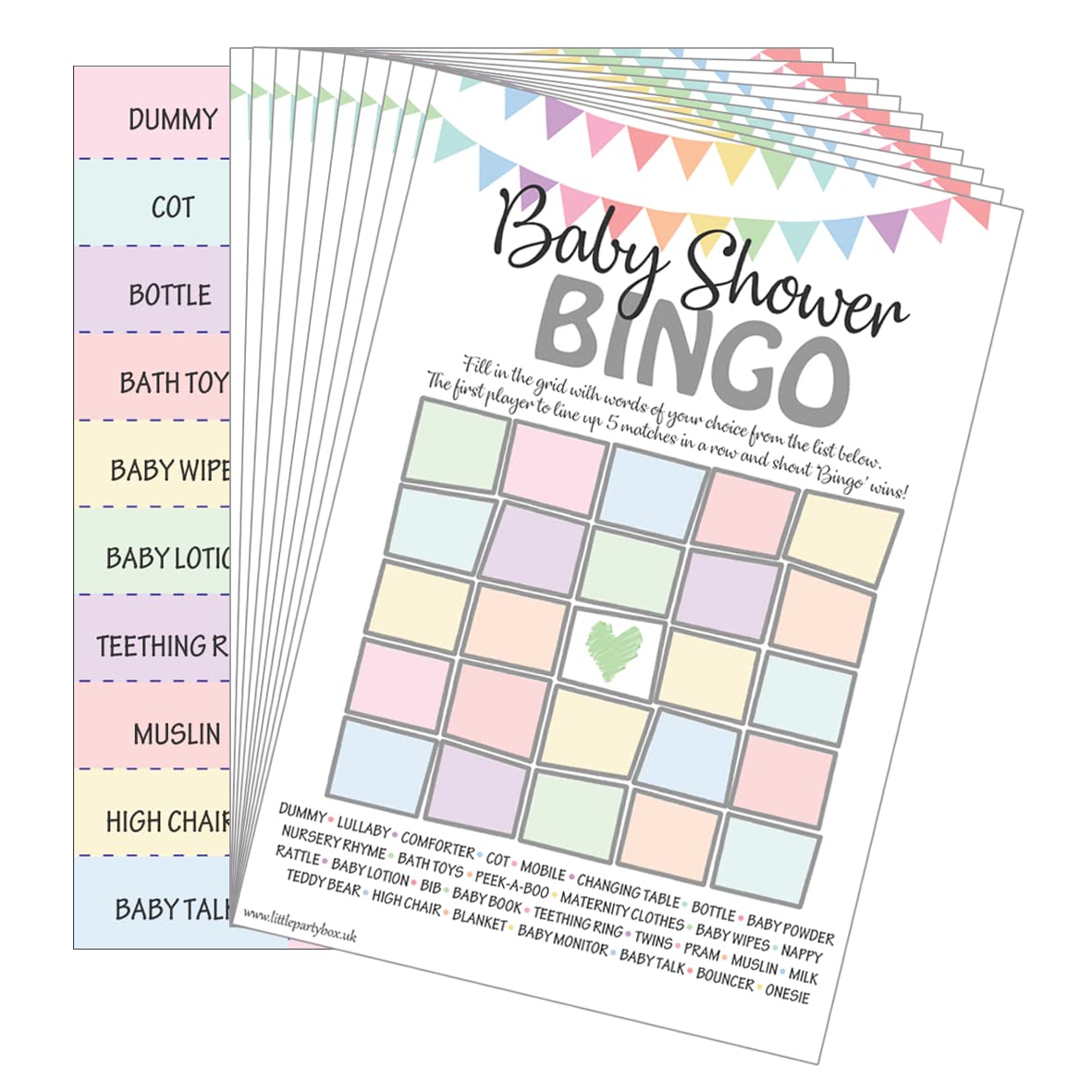 Baby Shower Bingo - Neutral Unisex/Boy/Girl - 20 Players - Perfect Party Game! (Rainbow/Neutral)