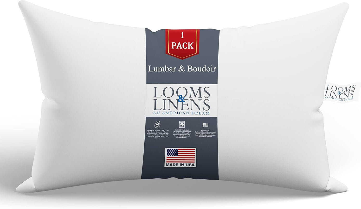 Looms & Linens Lumbar Boudoir Pillow Inserts Sham Pillow