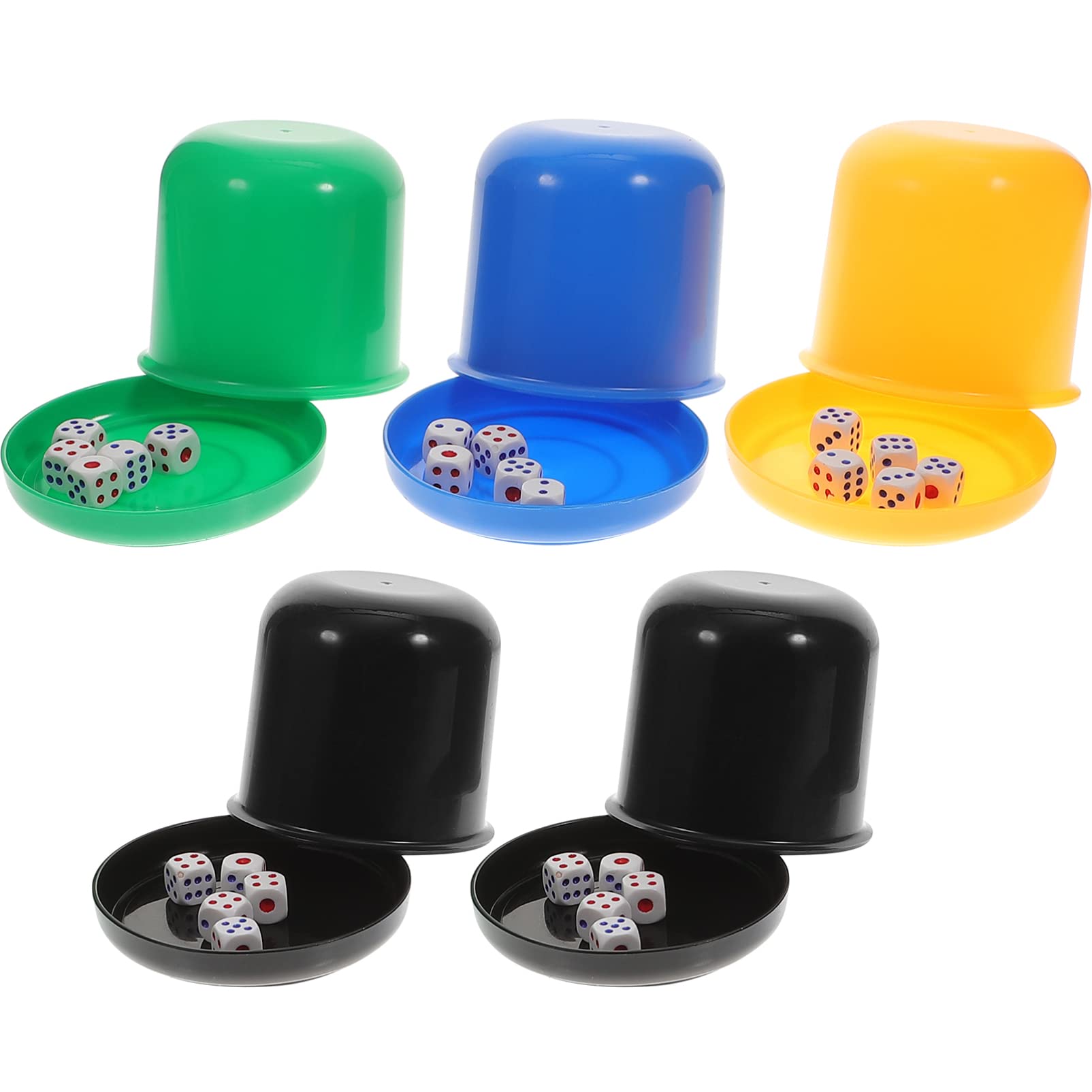 CLISPEED 5pcs D6 Dice Shaker Cup With Lid - Party Stacking Cup for Poker and Games - Toy With Cover Base