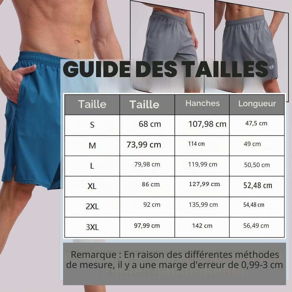 Lot de 5 shorts de course à pied pour homme à séchage rapide pour jogging, shorts de sport pour homme avec poches et taille élastique
