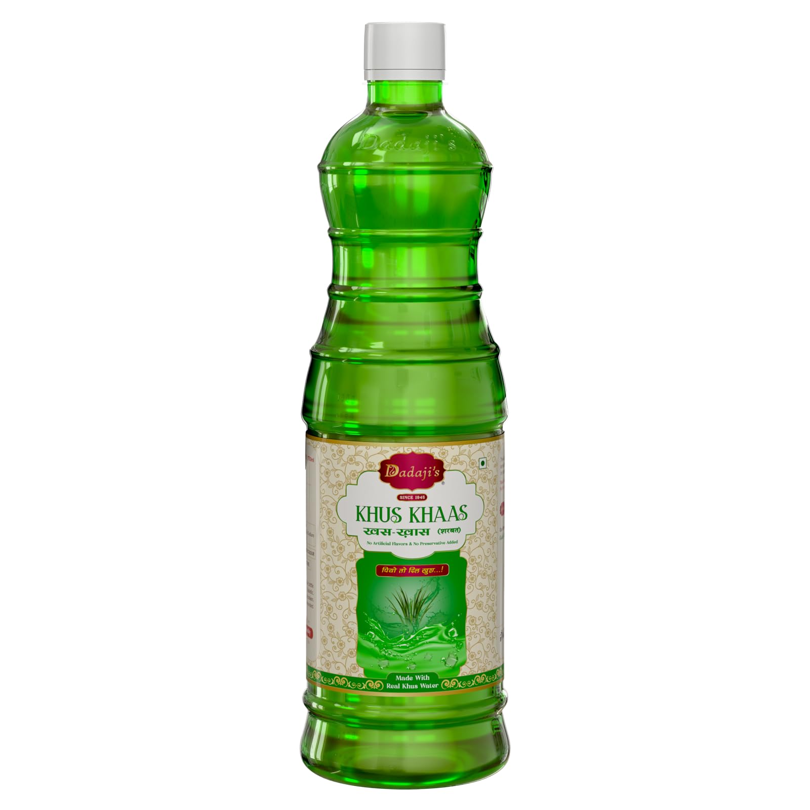 Dadaji's Khus Khaas Sharbat - Natural Khus Syrup for Refreshing Beverages & Desserts | Cool and Soothing Flavor | Perfect Summer Drink (750ml)