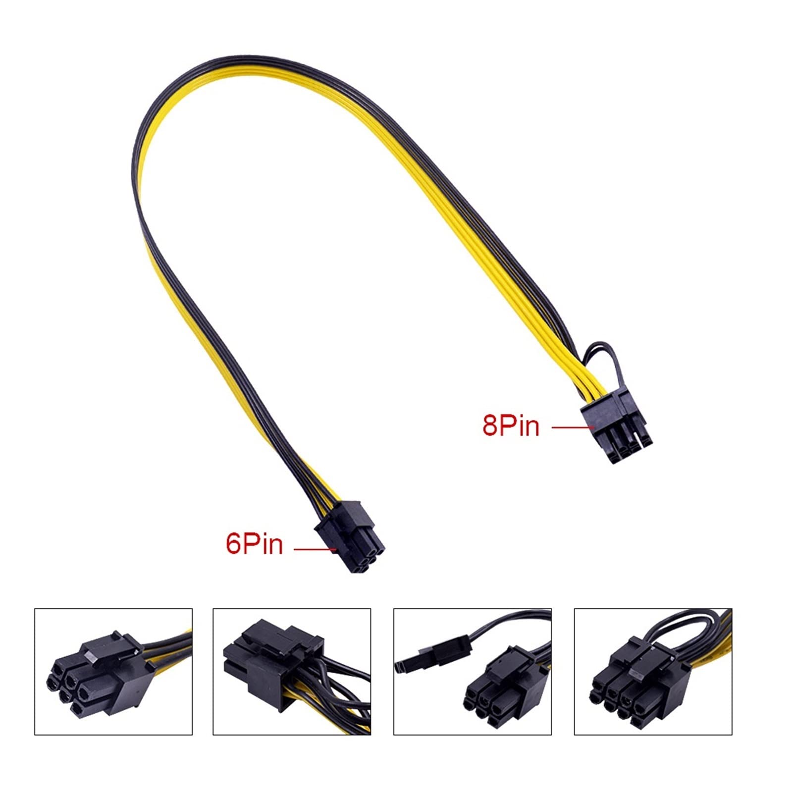 6pcs PCL-E Cavo riser Express 6pin a 8pin 5 0cm. Cavo di alimentazione del cavo minerario del cavo di estensione della scheda grafica
