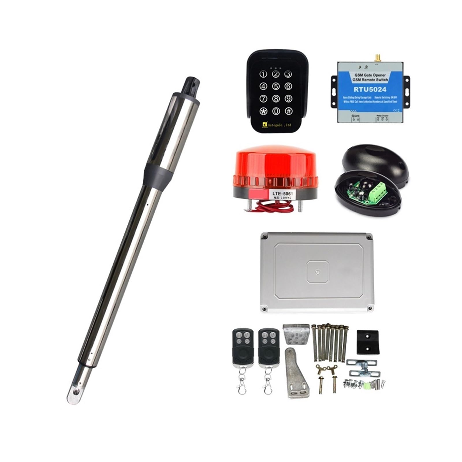 Rsgxlfqzvak Kit 9 Automatic Door Opener, Automatic 300Kg Single Leaf Door Electric Swing Gate Opener Motor Dc Linear Actuator Operator Access Control System(Kit 9)