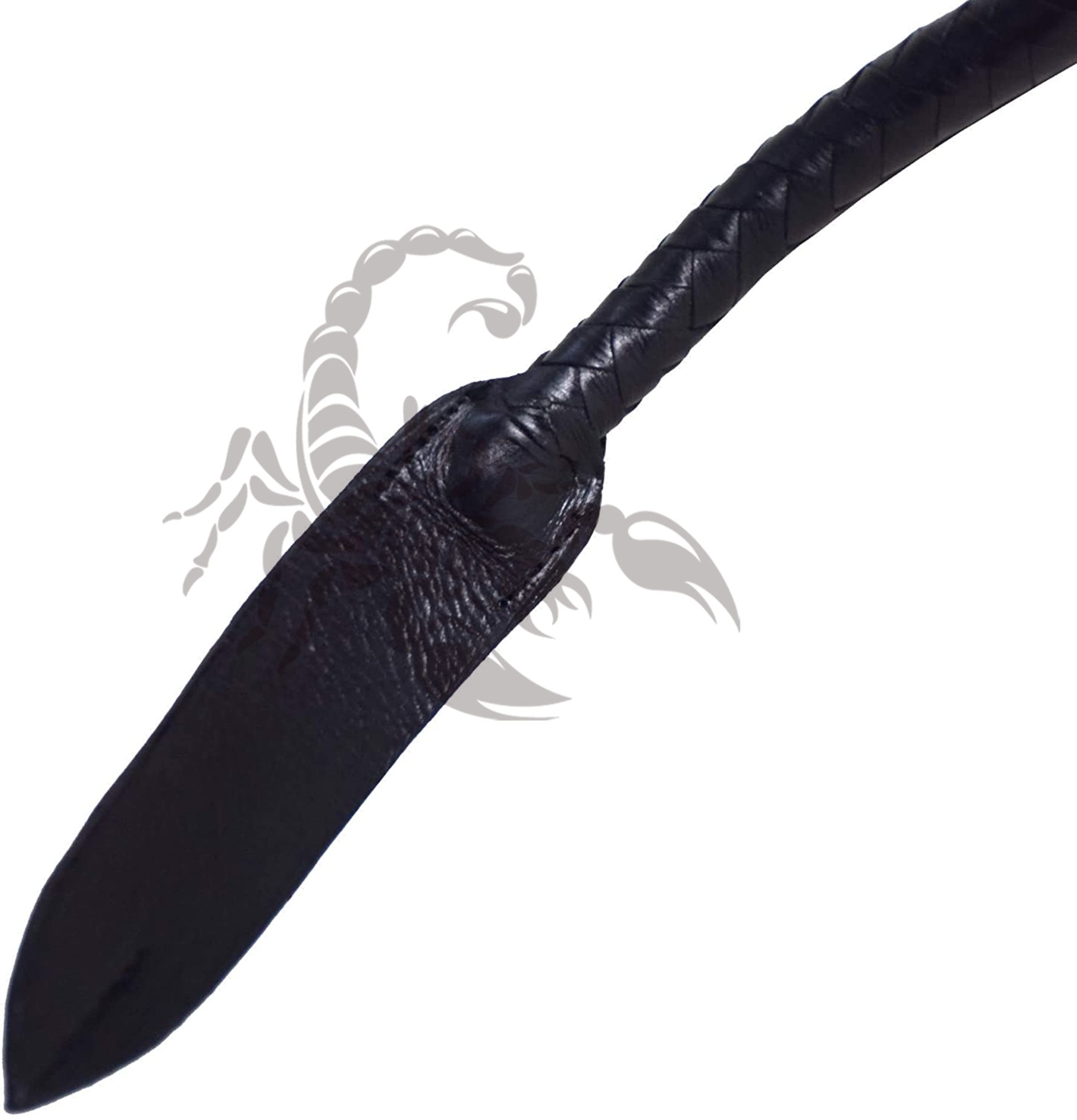 Fouet De Cowboy Ancien En Cuir Tressé - Bullwhip - Occasion