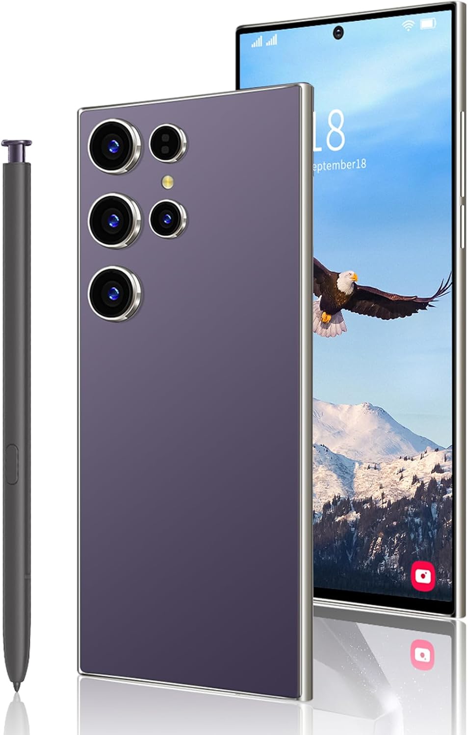 C24 Ultra 5G Unlocked Phone,8GB+256GB Smartphone with Tool Pen, Android 14.0 Cell Phones 6800mAh Dual SIM Dual Standby (Purple)