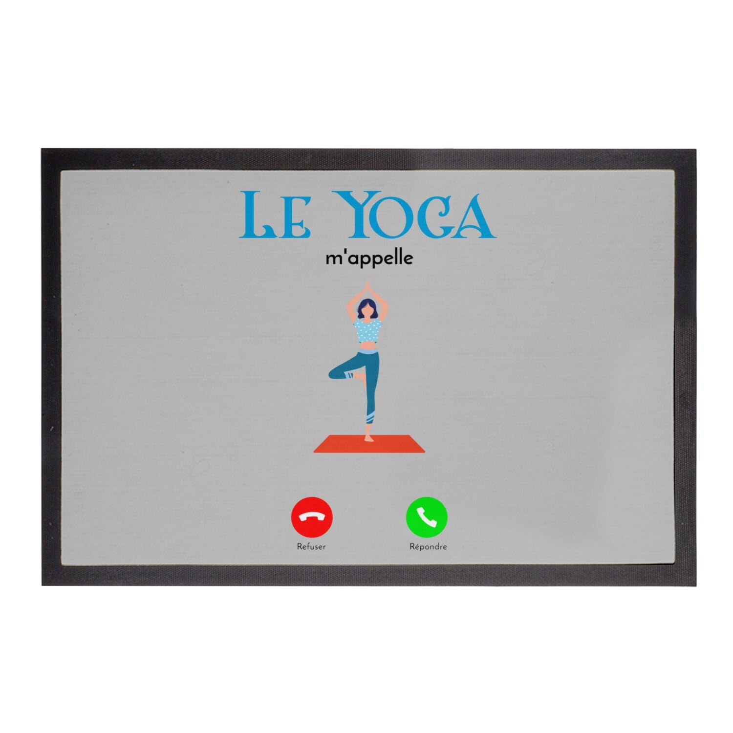 Paillasson gris Yoga m'appelle Zen Sport 60x40cm pour l'entrée