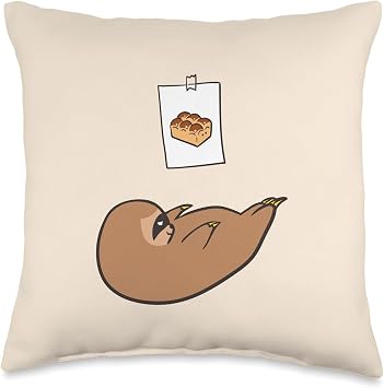 Huebucket Sloth Want Abs Throw Pillow, 16x16, Multicolor