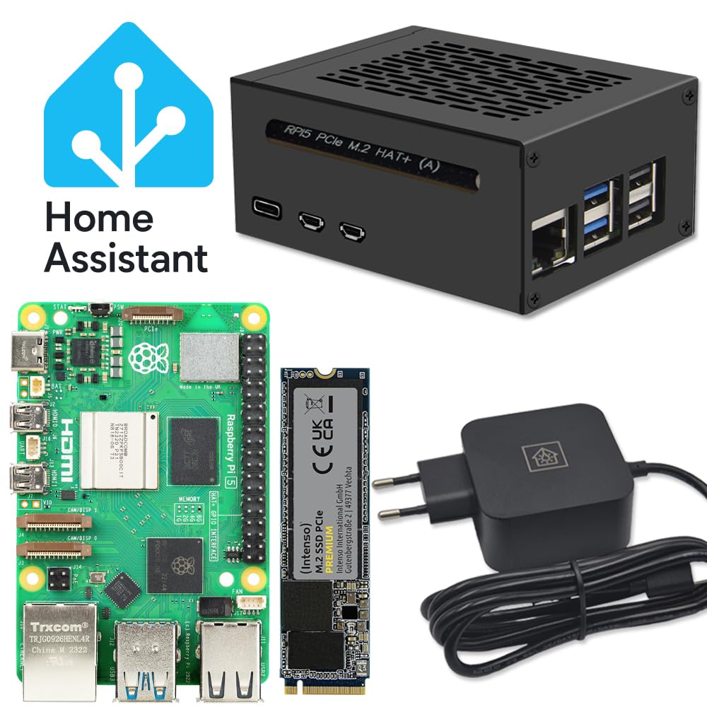 Raspberry Pi 5 8GB Home Assistant Smarthomezentrale M.2 250GB NVME Air-Flow Metallgehäuse