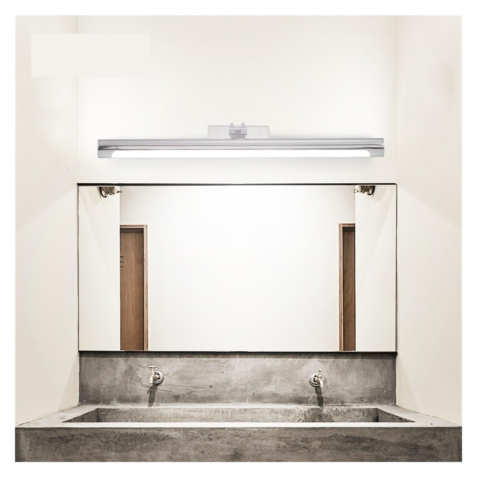 Apliques Para Cuadros Lámpara de pared Led nórdica negra plateada 12W 55CM AC90-260V espejos de iluminación de baño accesorios de iluminación de tocador aplique impermeable luz de pared(Cool,Silver)