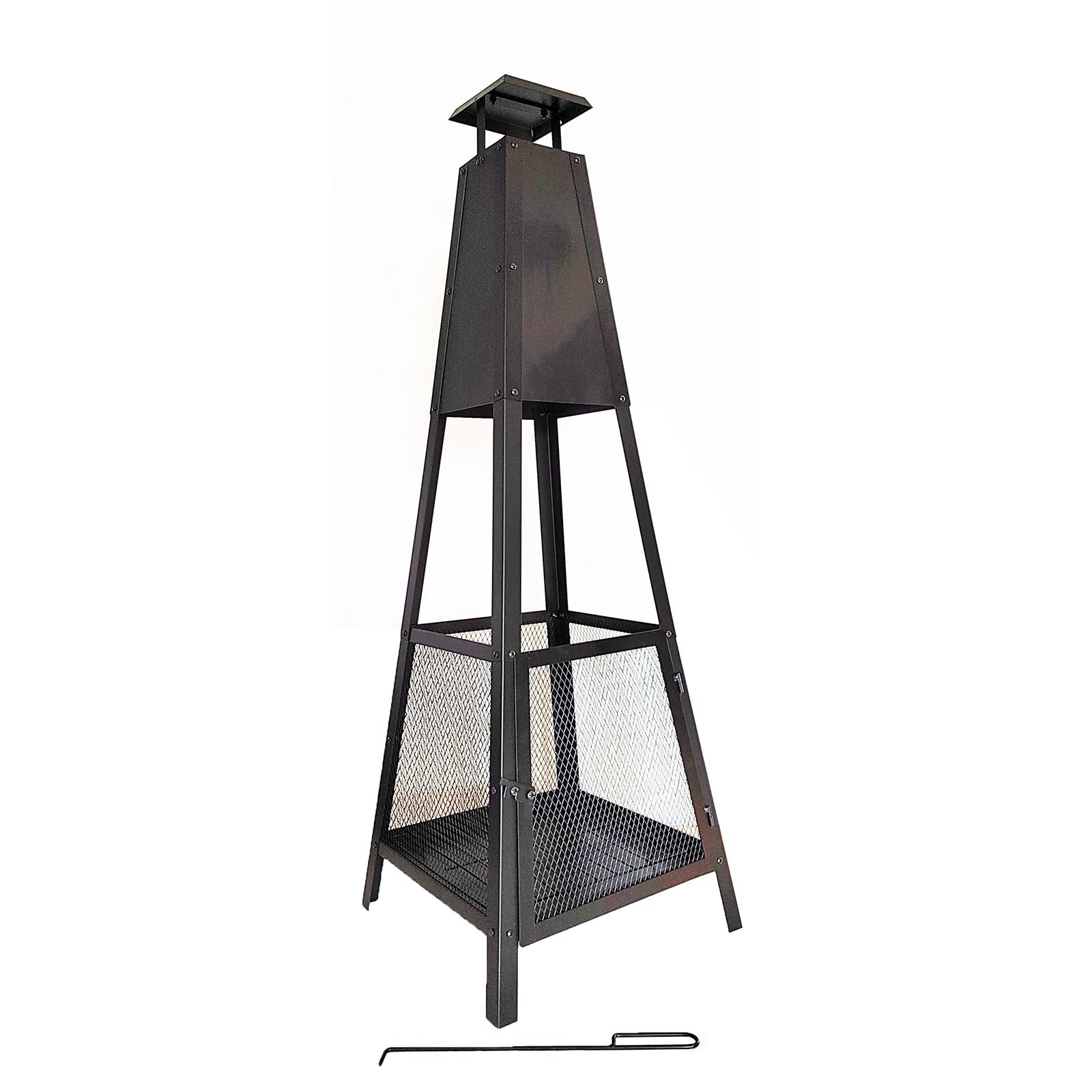 Chimenea jardín exterior acero AKITA TOTEM 40x40x140 cm
