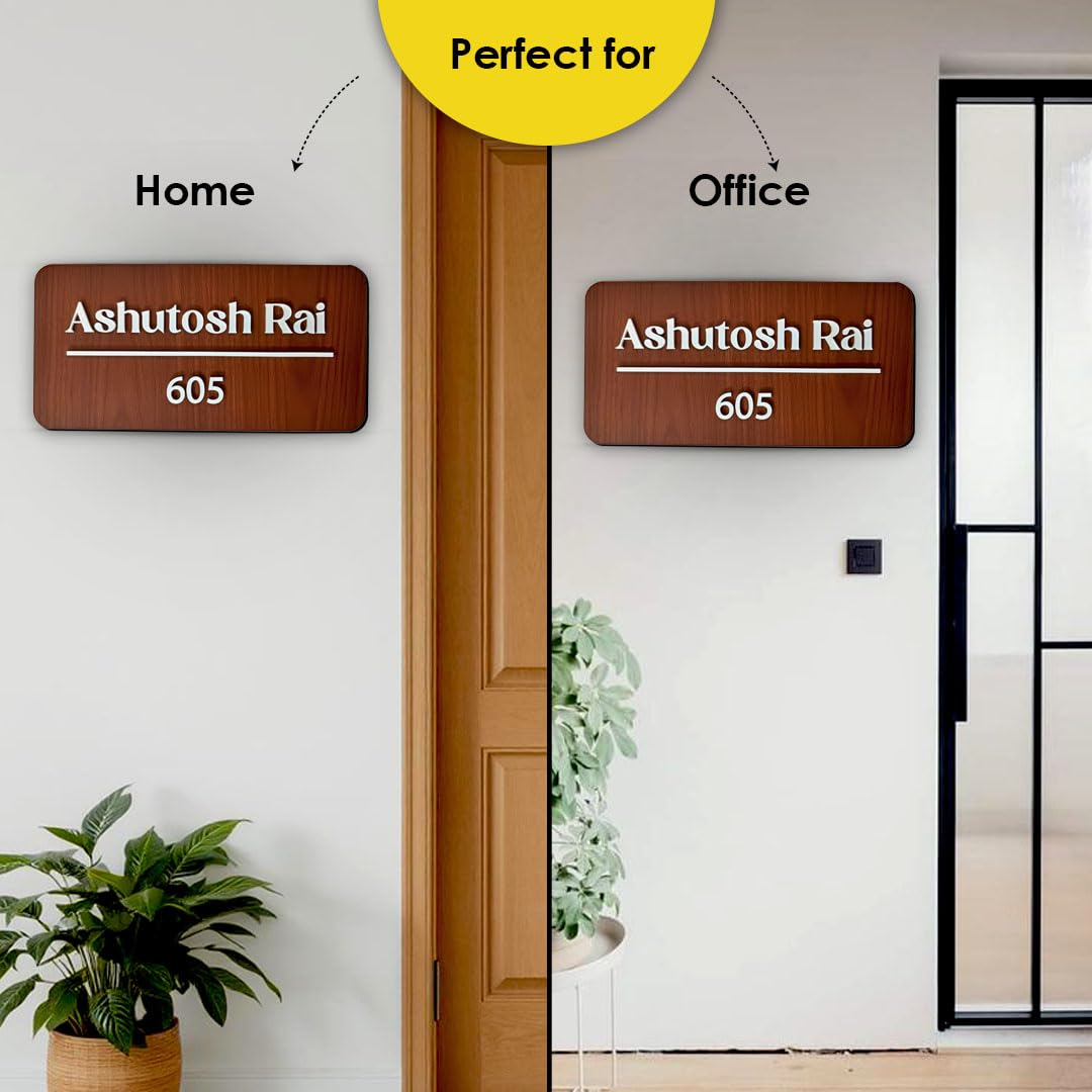 Wooden Name Plate For Home Entrance | Customised Family Name & House No — Amazon image 8