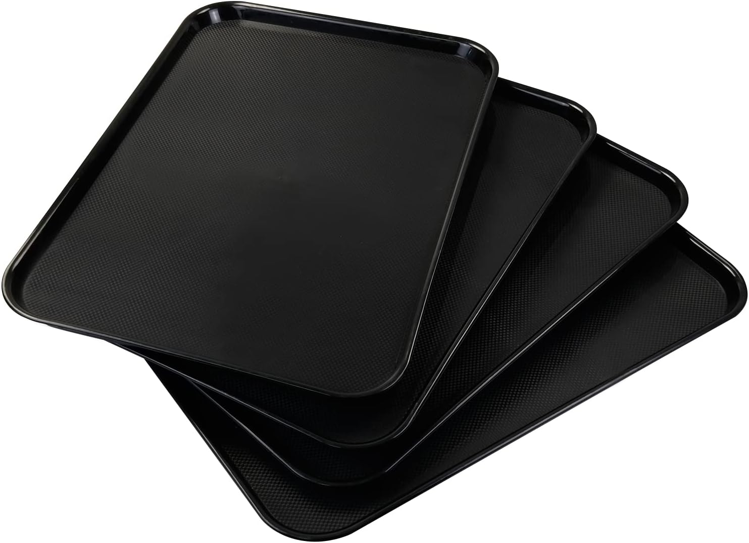 Large Black Plastic Tray, Multi-Purpose Rectangular Tray, 4 Pack, 25.24" L x 17.6" W