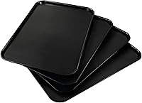 Vista 1 de Bandeja grande de plástico negro, bandeja rectangular multiusos, paquete de 4, 25.24 pulgadas de largo x 17.6 pulgadas de ancho