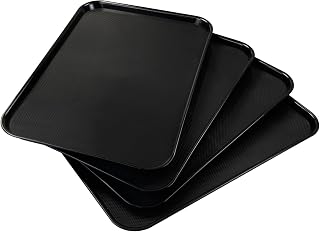 Callyne Large Black Plastic Tray, Multi-Purpose Rectangular Tray, 4 Pack, 25.24" L x 17.6" W Price In India