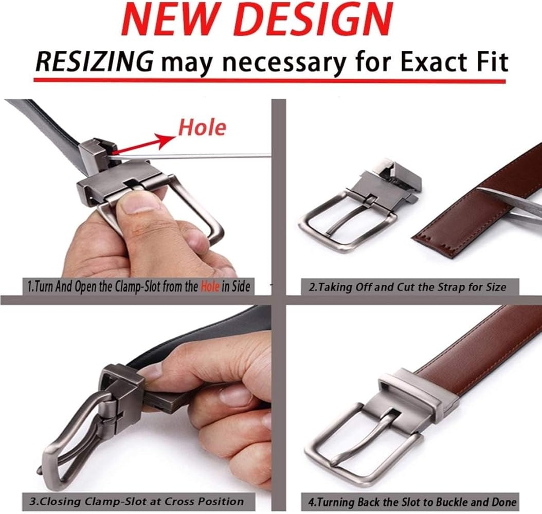 ZORO Men's Vegan Leather Reversible Belt for Men, Black, 28