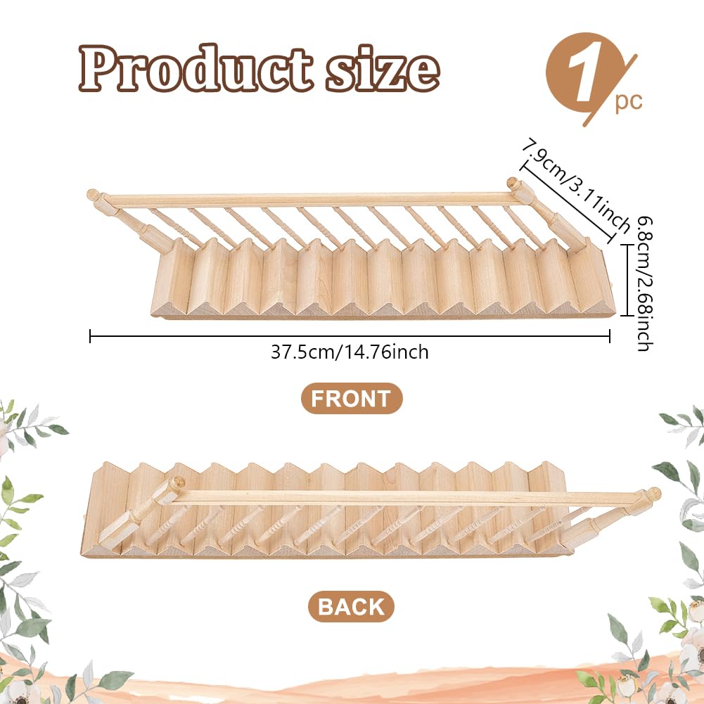 AHANDMAKER Miniature Stairs Wooden Stairs 1: 12 Unpainted Wooden Stringer Steps with Single Side Handrail for Furniture Micro Landscape Decorsfor Minihouse Accessories - Image 2