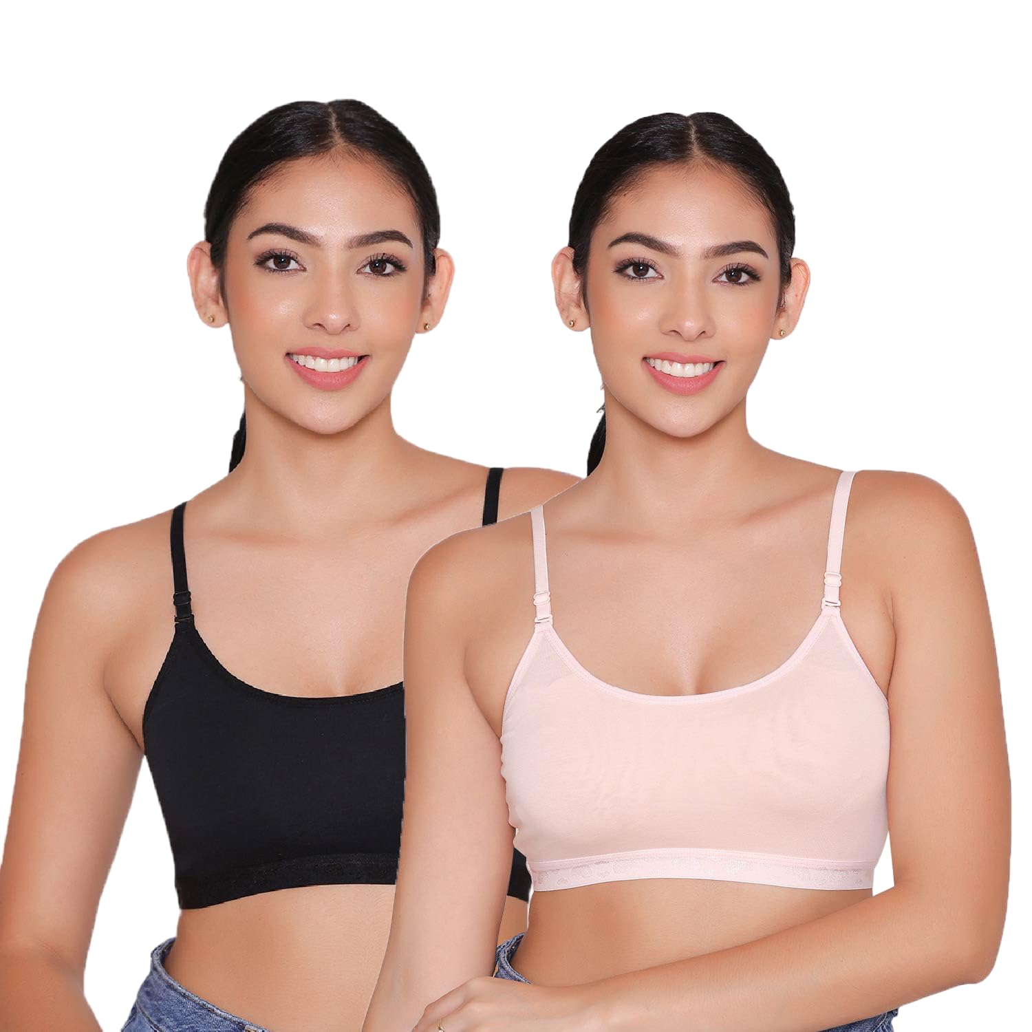 Slip on Everyday Bra for Girls, Beginner Friendly, Non Padded, Wireless, Double Layered Cups, Full Coverage Sports Brassiere for Girls- Tango Combo of 2-image-35