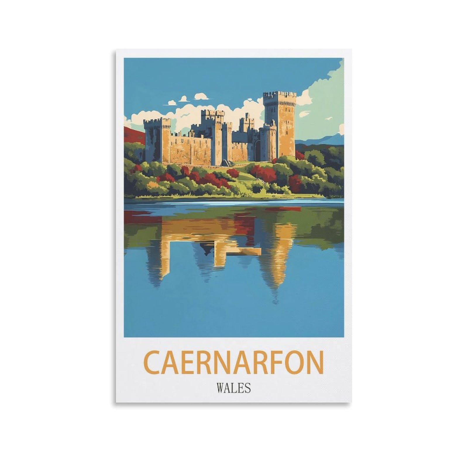 Zhilijing Unframe-Style Caernarfon Wales Vintage Travel Poster 08X12inch(20X30cm) Painting Canvas Wall Posters
