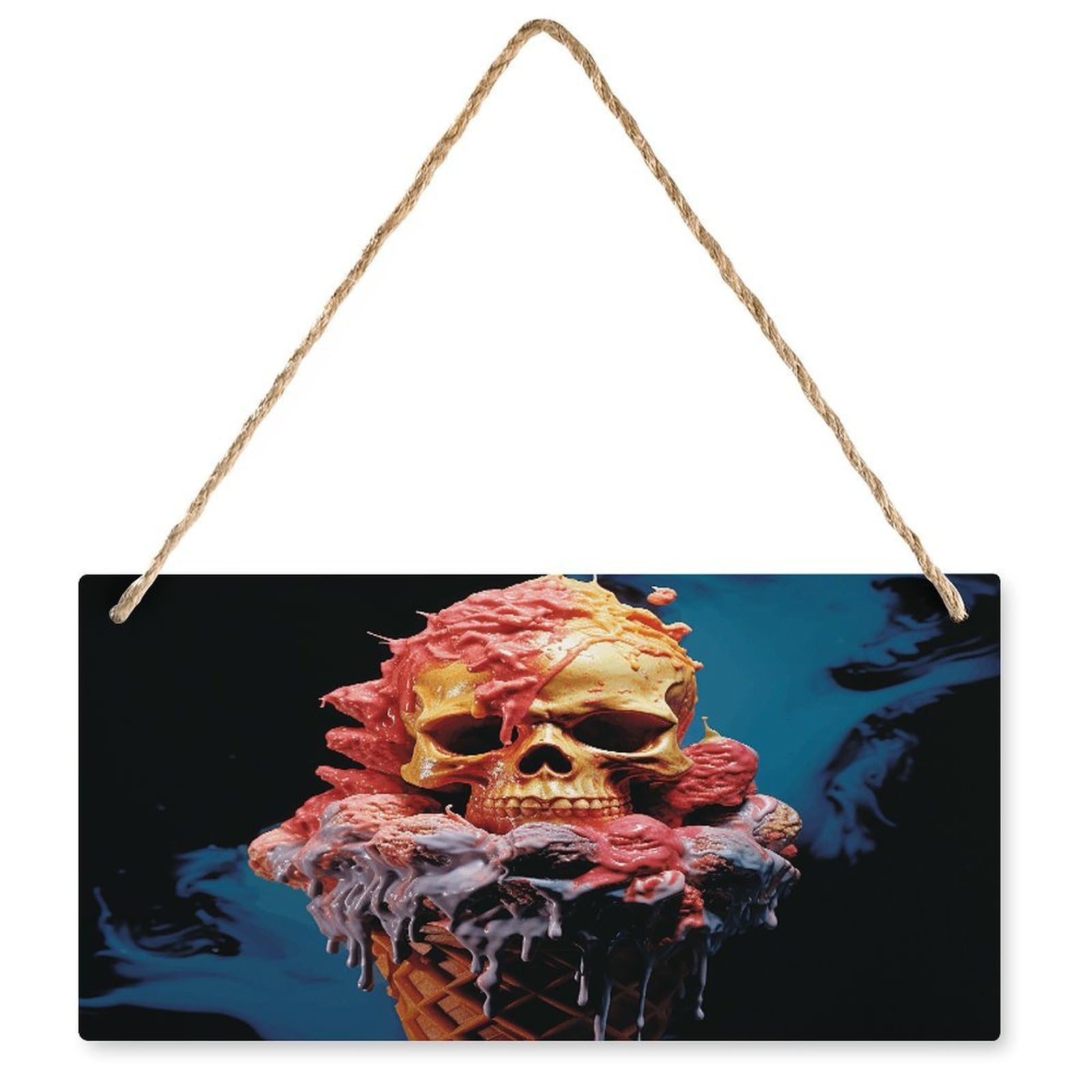 Fodpand Style Egg Rolls And Skulls Wall Art Wooden Hanging Sign Decor, Artwork For Wall Decoration, Funny Plaque For Bedroom Kitchen Living Room Home Decoration 9.8 X 4.9 Inch