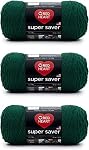 Red Heart Super Saver Hunter Green, 3 Pack of 7oz/198g-Acrylic-#4 Medium-364 Yards, Knitting/Crochet